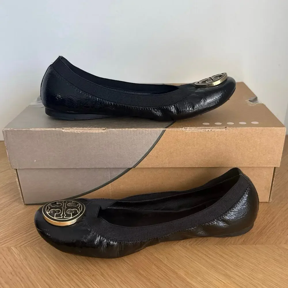 Tory Burch Black/Gold Women Ballet Flats - SZ 8.5